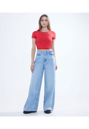 Crop Top Para Mujer Manga Corta Color Rojo Marca Seven Seven #28095649