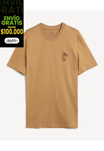 Camiseta Para Hombre Manga Corta Cuello Redondo Color Camel Marca Seven Seven #45092826 Seven Seven