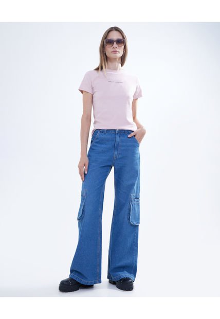 Jean Para Mujer Wide-Leg Color Azul Medio Marca Seven Seven #28160818