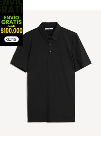 Polo Para Hombre Cuello Maquina Sin Bolsillo Color Negro Marca Seven Seven #45110939 Seven Seven