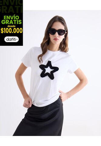 Camiseta Para Mujer Manga Corta Cuello Redondo Color Crudo Marca Seven Seven #28096534 Seven Seven