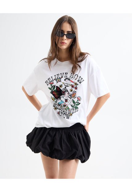 Camiseta Para Mujer Manga Corta Cuello Redondo Color Crudo Marca Seven Seven #28096169