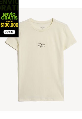 Camiseta Para Mujer Manga Corta Cuello Redondo Color Beige Marca Seven Seven #28096545 Seven Seven