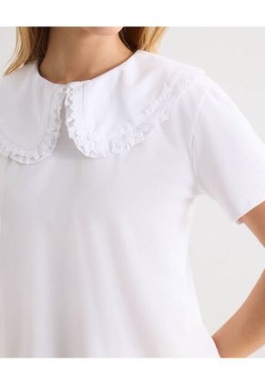 Camiseta Cuello Peter Con Botones Frontales Para Mujer Marfil Seven Seven