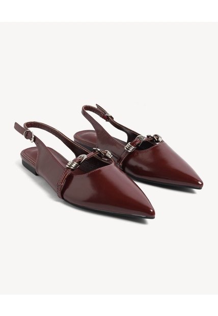 Baletas Punta Fina Con Hebilla  Para Mujer Vino Seven Seven