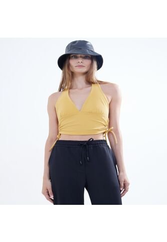 Crop Top Para Mujer Manga Sisa Color Mostaza Marca Seven Seven #28095698 Seven Seven
