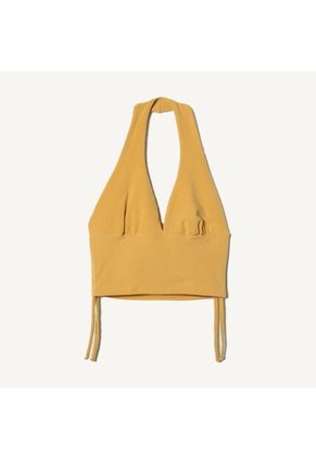 Crop Top Para Mujer Manga Sisa Color Mostaza Marca Seven Seven #28095698