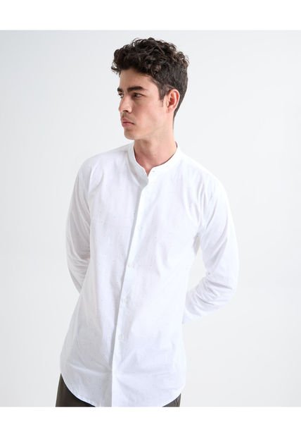 Camisa Para Hombre Manga Larga Cuello Neru Color Blanco Marca Seven Seven #45012117