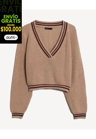 Saco Para Mujer Cuello V Color Camel Marca Seven Seven #28330678 Seven Seven