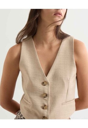 Chaleco Para Mujer Punto Color Arena Marca Seven Seven #28250128