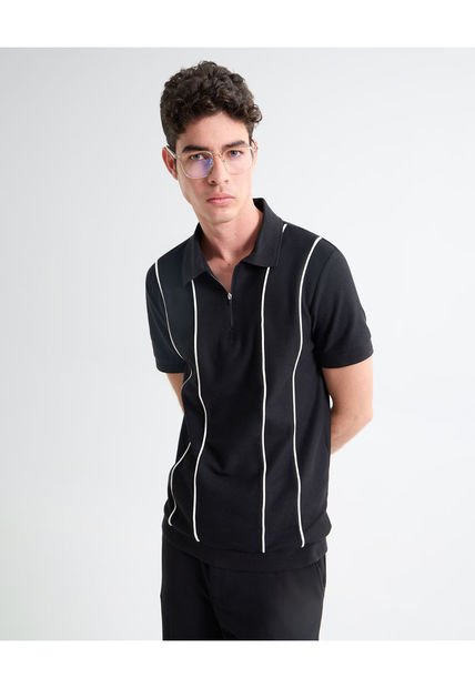 Polo Para Hombre Cuello Tejido  Color Negro Marca Seven Seven #45110846