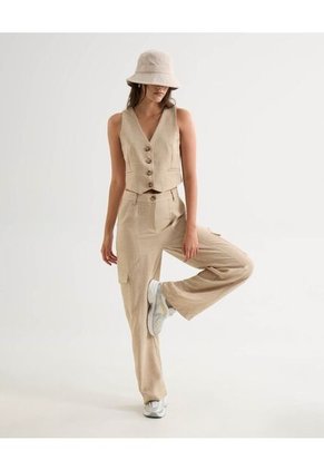 Chaleco Para Mujer Punto Color Arena Marca Seven Seven #28250128