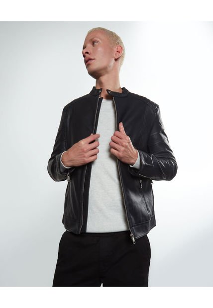 Chaqueta Para Hombre Pu Color Negro Marca Seven Seven #45080378