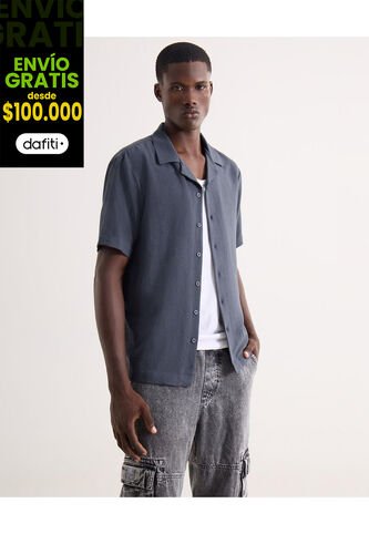 Camisa Para Hombre Manga Corta Sin Bolsillo Cuello Resort Color Gris Marca Seven Seven #45012187 Seven Seven