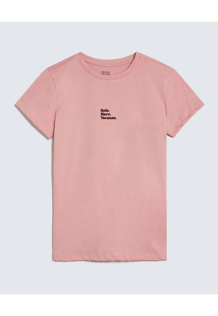 Camiseta Para Mujer Manga Corta Cuello Redondo Color Rosa  Marca Seven Seven #28096216