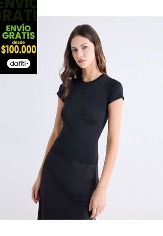 Camiseta Para Mujer Manga Corta Cuello Redondo Color Negro Marca Seven Seven #28096558 Seven Seven