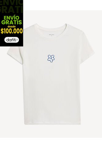 Camiseta Para Mujer Manga Corta Cuello Redondo Color Crudo Marca Seven Seven #28096547 Seven Seven