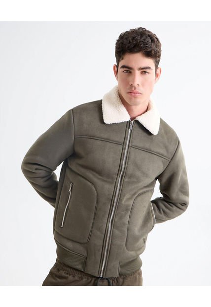 Chaqueta Para Hombre Shearling Color Verde Oscuro Marca Seven Seven #45080458