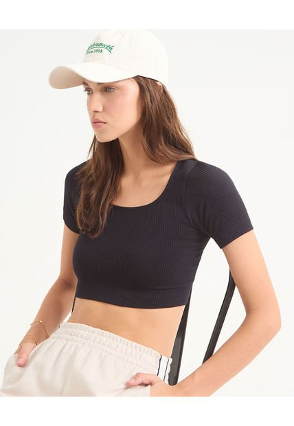 Camiseta Para Mujer Manga Corta Color Negro Marca Seven Seven #28095998