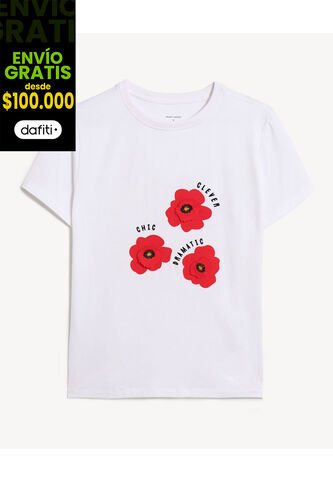 Camiseta Para Mujer Manga Corta Cuello Redondo Color Blanco Marca Seven Seven #28096538 Seven Seven