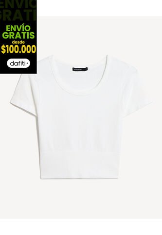 Camiseta Para Mujer Manga Corta Cuello Redondo Color Crema Marca Seven Seven #28096407 Seven Seven