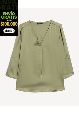 Blusa Para Mujer Manga 3/4 Color Verde Marca Seven Seven #28124089 Seven Seven