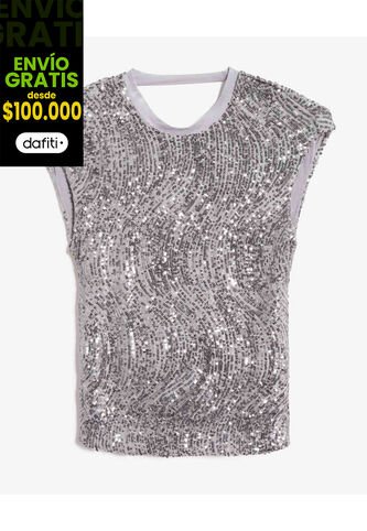 Camiseta Para Mujer Manga Corta Moda Color Plata Marca Seven Seven #28096439 Seven Seven