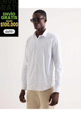 Camisa Para Hombre Manga Larga Sin Bolsillo Cuello Casual M Color Marfil Marca Seven Seven #45012215 Seven Seven