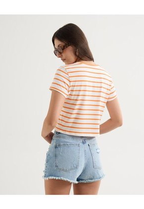 Camiseta Para Mujer Manga Corta Cuello Redondo Color Naranja Marca Seven Seven #28096293