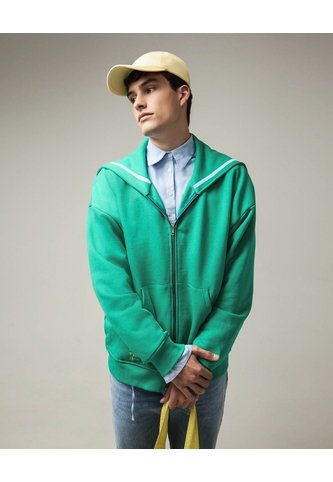 Buzo Hoodie Capucha Transformable  Para Hombre Verde Seven Seven Seven Seven