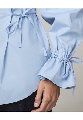 Blusa Manga Volumen Cuello Desmontable  Para Mujer Azul Seven Seven
