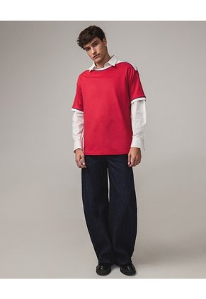 Camiseta Contrastes En Bordes  Para Hombre Rojo Seven Seven