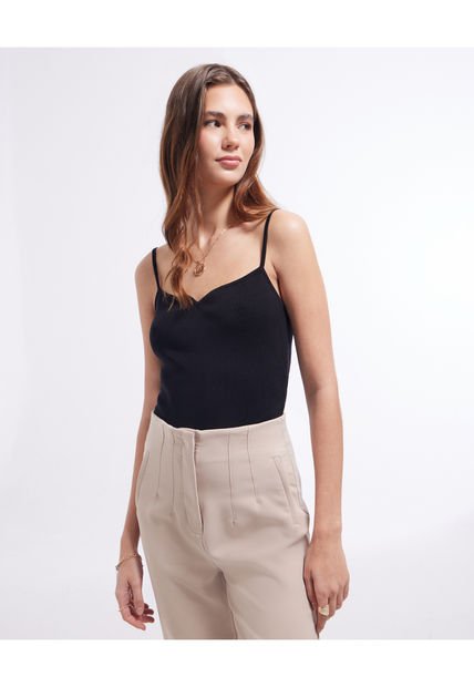 Crop Top Para Mujer Manga Sisa Color Negro Marca Seven Seven #28095375