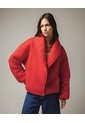 Chaqueta Acolchada Solapa Amplia  Para Mujer Rojo Seven Seven de Seven Seven