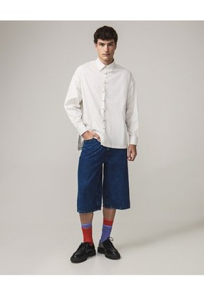 Camisa Rayas Con Pechera Para Hombre Blanco Seven Seven