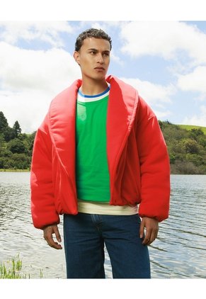 Chaqueta Acolchada Solapa Amplia  Para Mujer Rojo Seven Seven