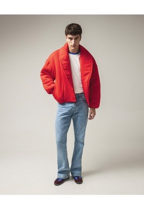 Chaqueta Acolchada Solapa Amplia  Para Mujer Rojo Seven Seven