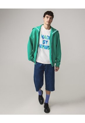 Buzo Hoodie Capucha Transformable Para Hombre Verde Seven Seven