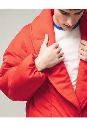 Chaqueta Acolchada Solapa Amplia  Para Mujer Rojo Seven Seven