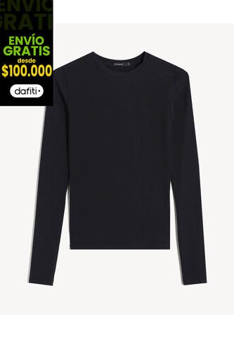 Camiseta Para Mujer Manga Larga Cuello Redondo Color Negro Marca Seven Seven #28096566 Seven Seven