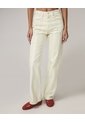Jean Straight Con Rayas Laterales  Para Mujer Crema Seven Seven de Seven Seven