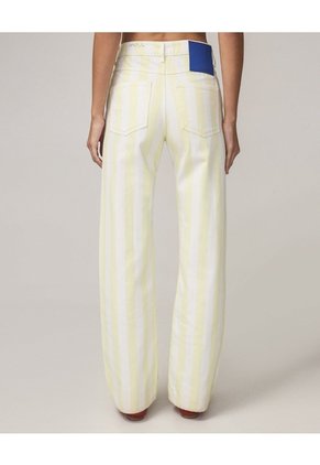 Jean Straight Con Rayas Laterales  Para Mujer Crema Seven Seven