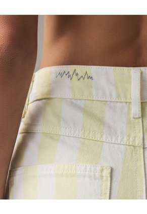 Jean Straight Con Rayas Laterales  Para Mujer Crema Seven Seven