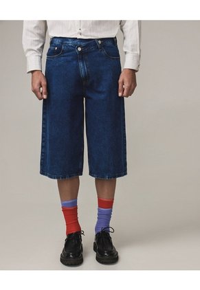 Jort Denim Pretina Cruzada Para Mujer Azul Seven Seven