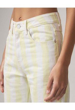 Jean Straight Con Rayas Laterales  Para Mujer Crema Seven Seven