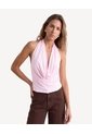 Camiseta Halter Con Escote Drapeado  Para Mujer Rosado Seven Seven de Seven Seven