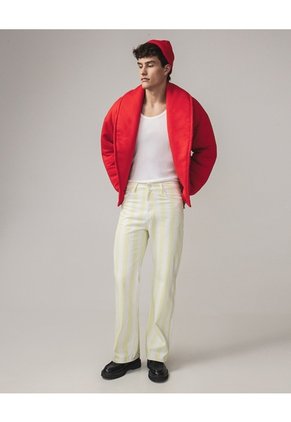 Jean Straight Con Rayas Laterales  Para Mujer Crema Seven Seven