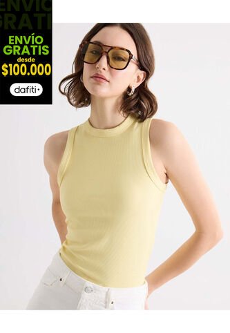 Camiseta Para Mujer Manga Sisa Cuello Redondo Color Amarillo Marca Seven Seven #28096391 Seven Seven