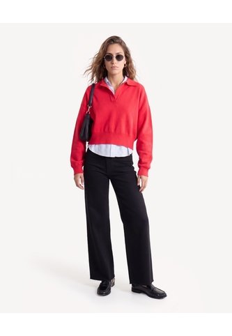 Saco Polo Tejido Con Escote En V  Para Mujer Rojo Seven Seven Seven Seven