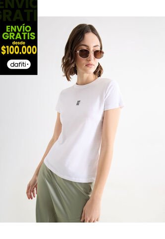 Camiseta Para Mujer Manga Corta Cuello Redondo Color Crudo Marca Seven Seven #28096542 Seven Seven